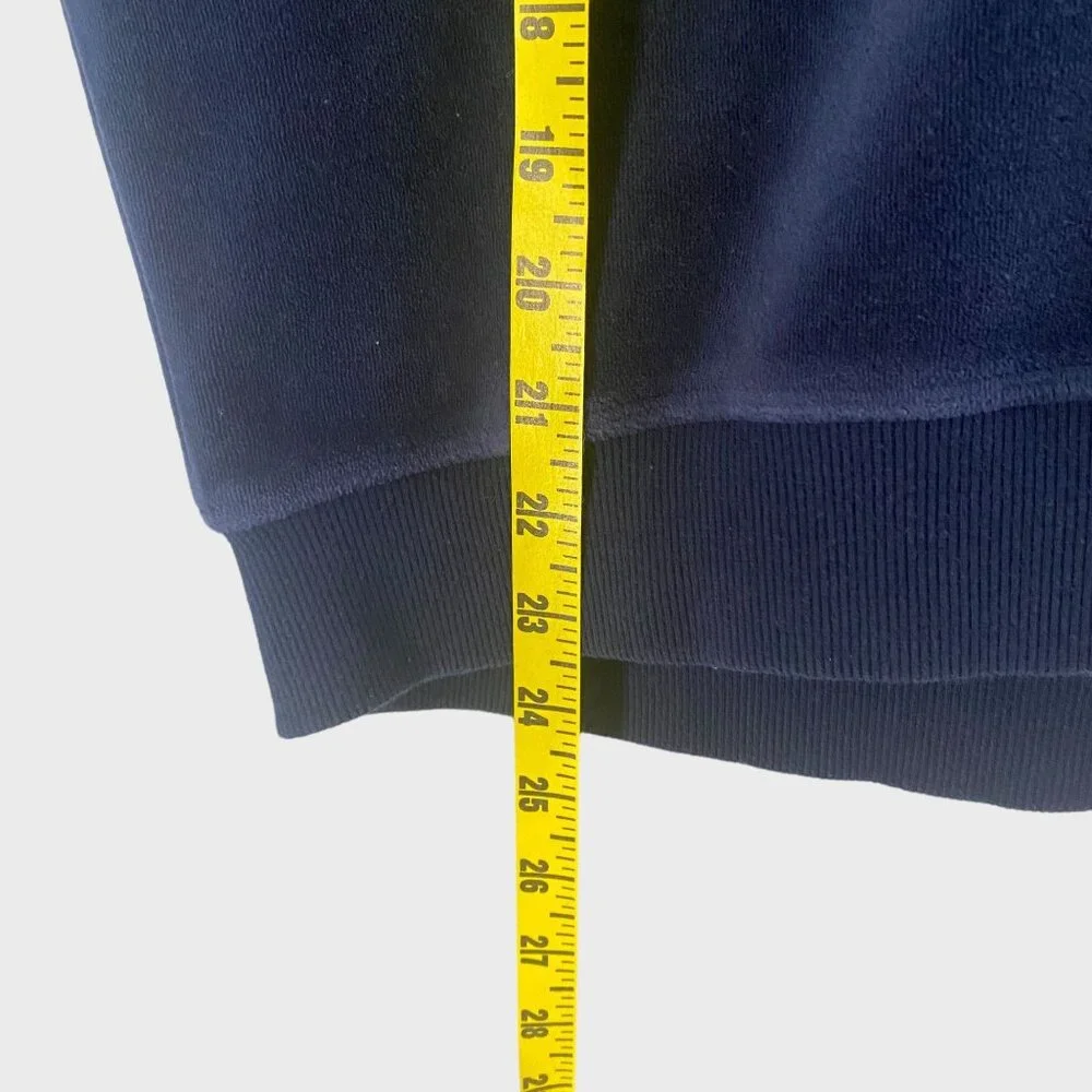 Y2K Tommy Hilfiger Sport Velour Chevron Hoodie Sweatshirt Blue Women's Medium - Picture 13 of 13